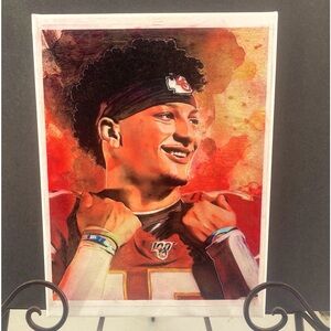 Patrick Mahomes KC Chiefs mixed media art on canvas by 70’s Love Child Art